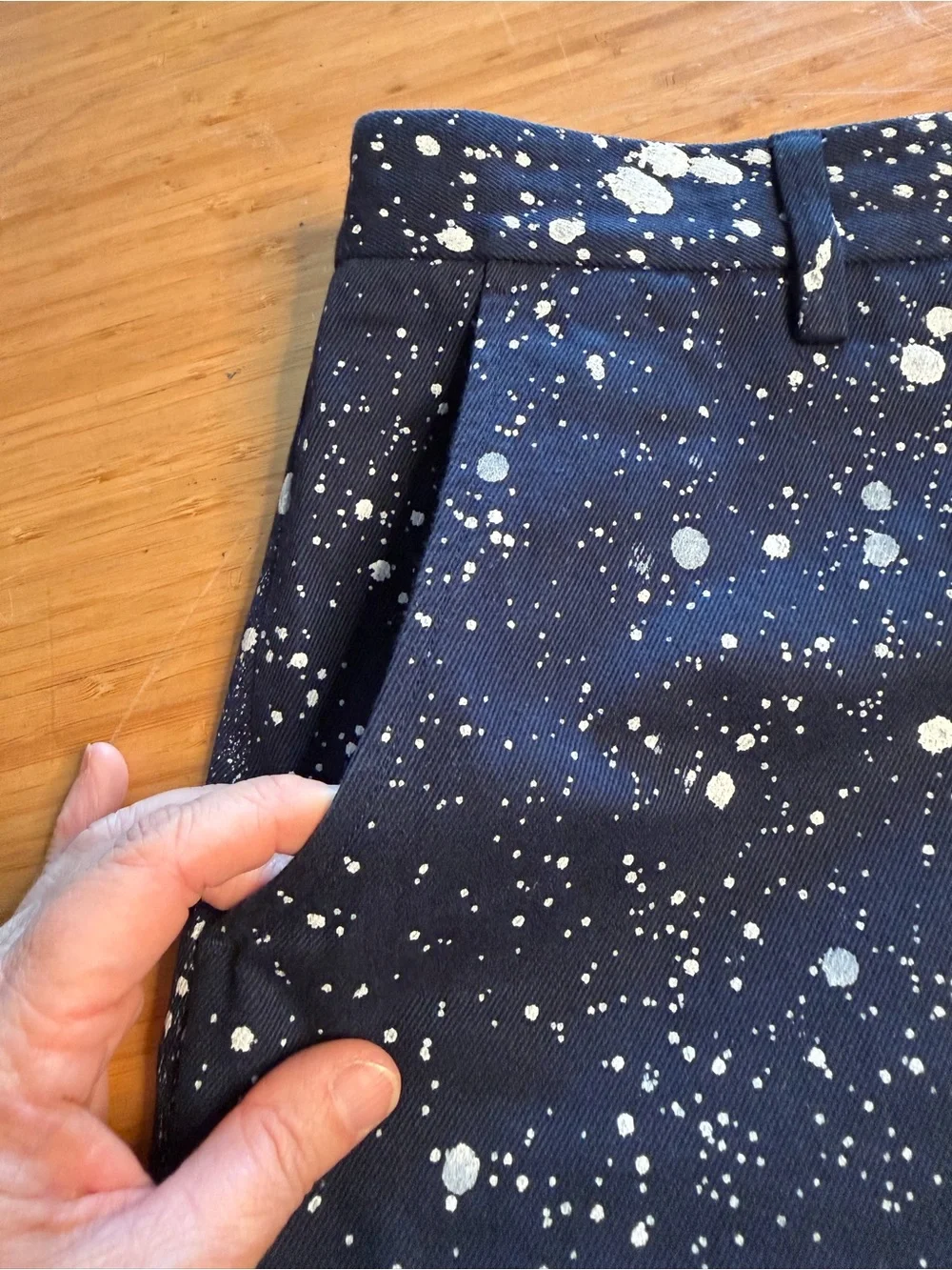 SECOND/LAYER Cerreto Trousers Navy Paint Splatter Size 48 (Waist 34)